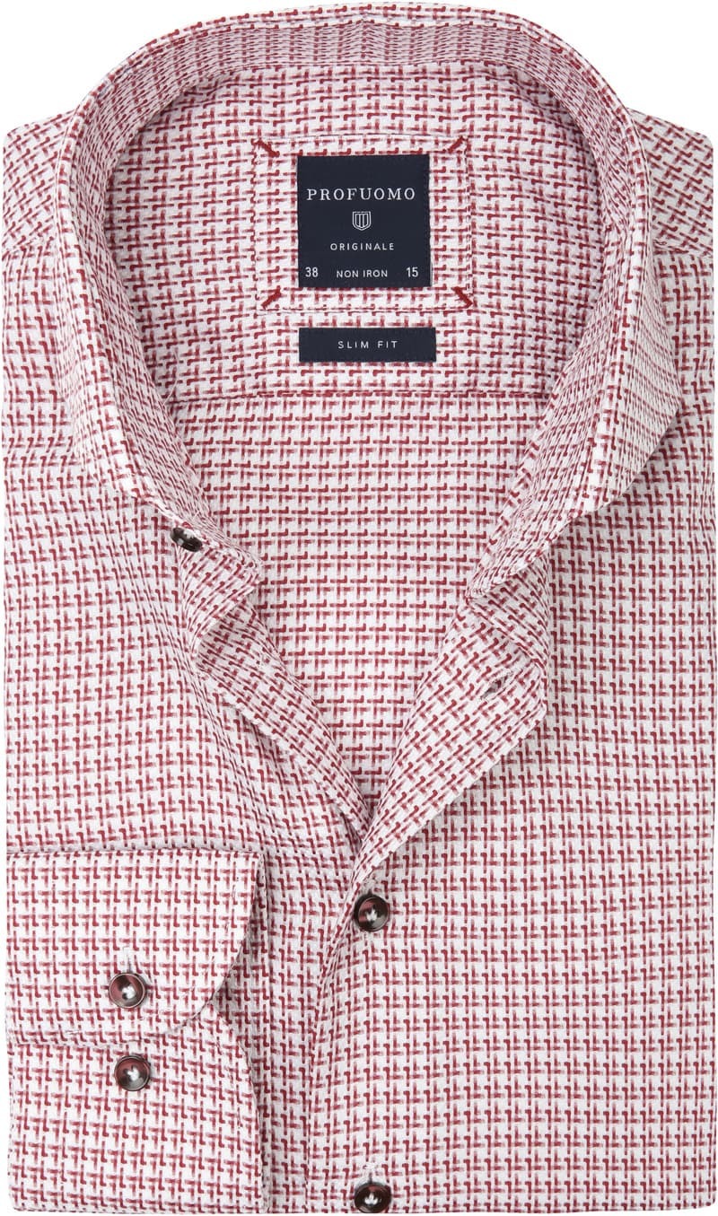 Profuomo Overhemd Rood Dessin