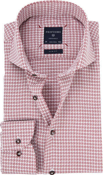 Profuomo Overhemd Rood Dessin