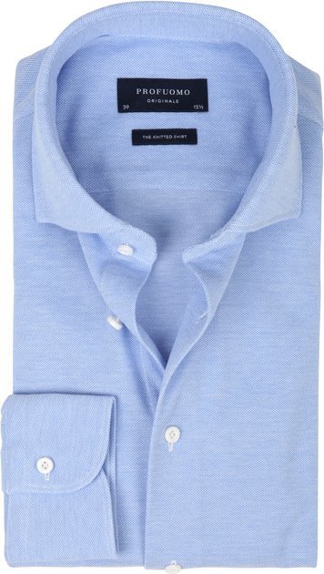 Profuomo Overhemd Knitted Blauw