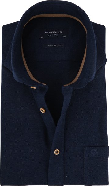 Profuomo Overhemd SS Knitted Navy