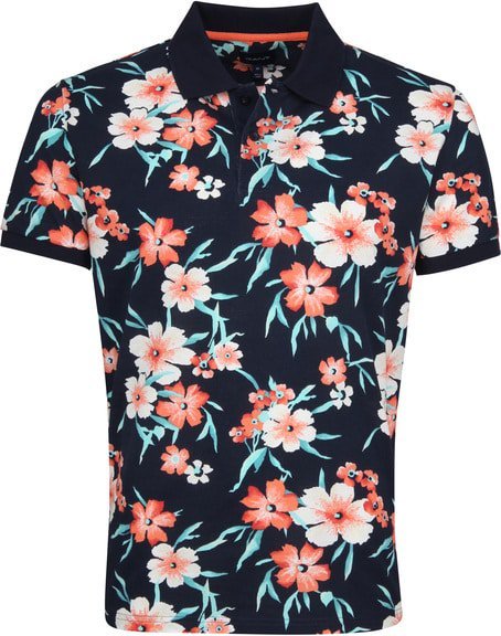 Gant Polo Floral Pique Navy