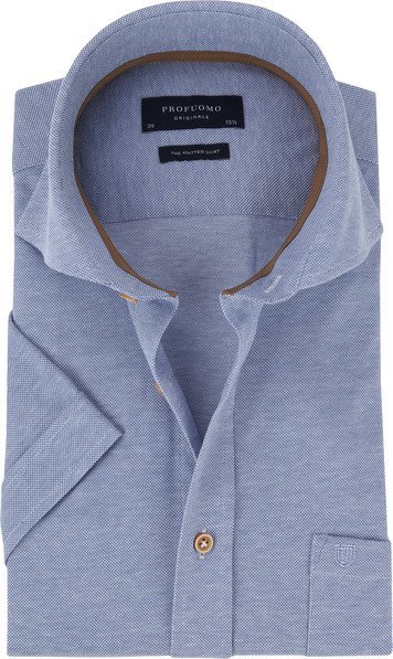 Profuomo Overhemd SS Knitted Blauw